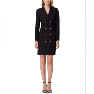 Tahari Crepe Black Double-Breasted Power Suit Blazer Dress 2